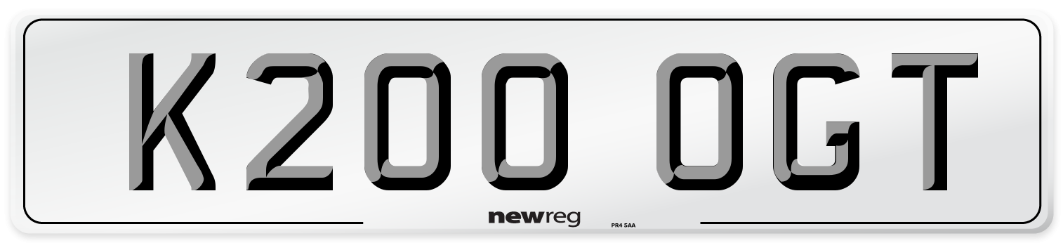 K200 OGT Number Plate from New Reg